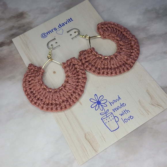 VENICE crochet fan dangle hook earrings boho - Picture 7 of 10